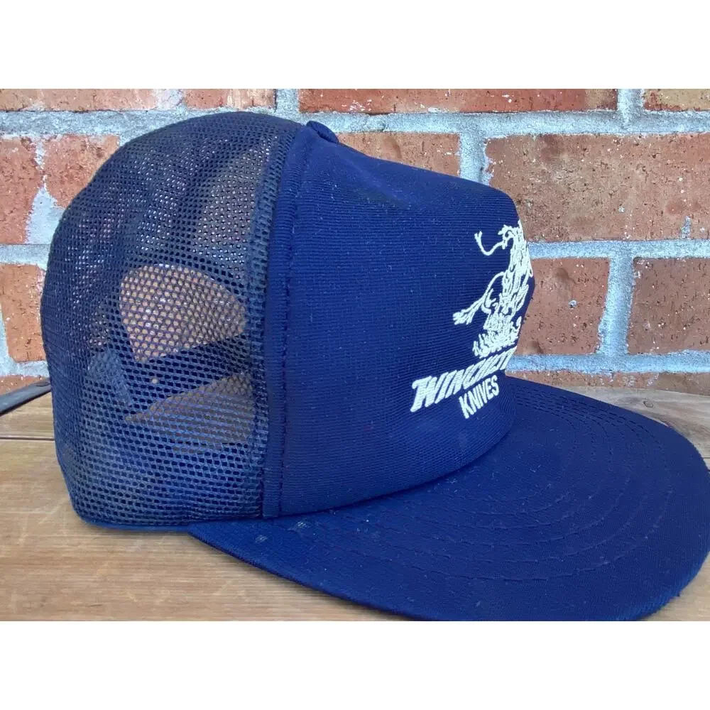 Vintage Winchester Knives Ball Cap Trucker Hat, Adjustable Snap Back Cowboy Logo